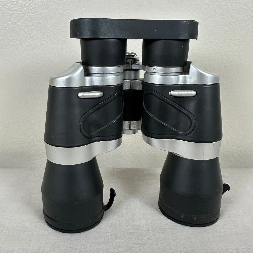 Top Men's 10x50 Binoculars Black Silver Ruby Lens Built-in Compass
